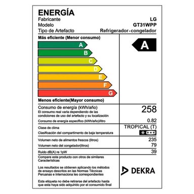 REFRIGERADORA LG 314L TOP FREEZER NO FROST GT31WPP DOOR COOLING PLATEADO - 6