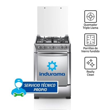 COCINA INDURAMA GRANADA ZAFIRO  4 HORNILLAS PLATEADO