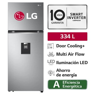 REFRIGERADORA LG 334L TOP MOUNT DOOR COOLING GT33WPP PLATEADA