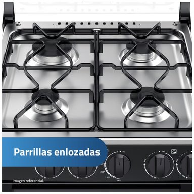 COCINA A GAS INDURAMA 4 QUEMADORES GLP GOYA NEGRO - 4