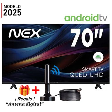 TELEVISOR NEX QLED 70 4K UHD ANDROID TV TVQLED70S + ANTENA DIGITAL