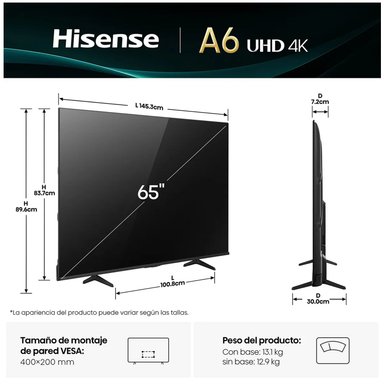 TELEVISOR HISENSE 65 UHD 4K SMART TV 65A6NV + ANTENA DIGITAL - 5