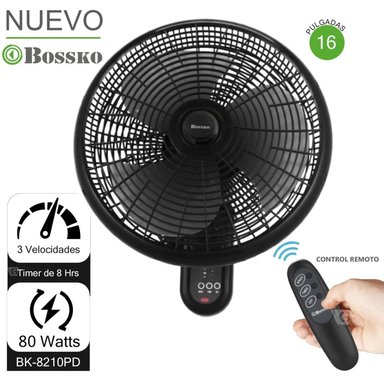 VENTILADOR DE PARED BOSSKO 3 VEL 80W BK-8210PD + CONTROL