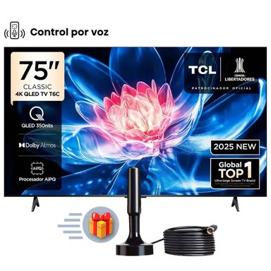 TELEVISOR TCL QLED 75 75T6C UHD 4K SMART TV + ANTENA DIGITAL - 1