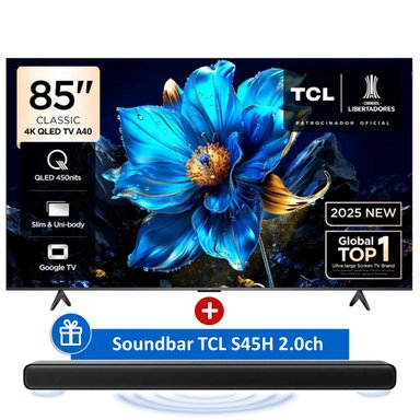 TELEVISOR TCL QLED 85 UHD 4K GOOGLE TV 85A400 + SOUNDBAR 100W - 1
