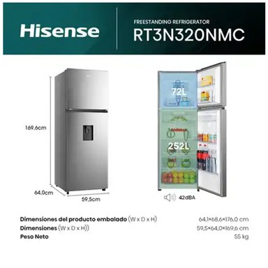 REFRIGERADORA HISENSE 324 LITROS TOP FREEZER NO FROST RT3N320NMC - 2