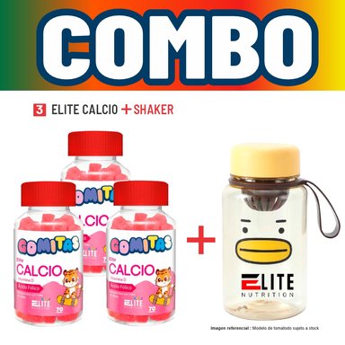 COMBO GOMITAS NIÑOS KIDS 3 ELITE CALCIO + SHAKER ELITE NUTRITION