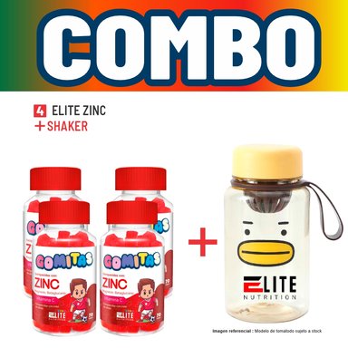 COMBO GOMITAS NIÑOS KIDS 4 ELITE ZINC + SHAKER ELITE NUTRITION
