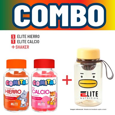 COMBO GOMITAS NIÑOS KIDS ELITE HIERRO + ELITE CALCIO + SHAKER ELITE NUTRITION