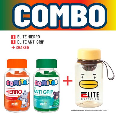 COMBO GOMITAS NIÑOS KIDS ELITE HIERRO + ELITE ANTI GRIP + SHAKER ELITE NUTRITION