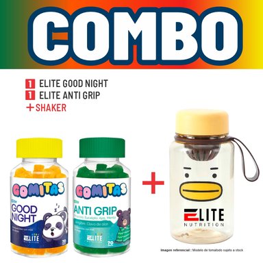 COMBO GOMITAS NIÑOS KIDS ELITE GOOD NIGHT + ELITE ANTI GRIP + SHAKER ELITE NUTRITION