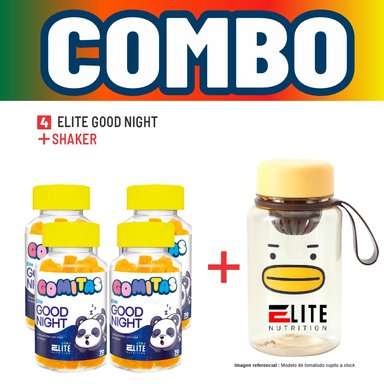 COMBO GOMITAS NIÑOS KIDS 4 ELITE GOOD NIGHT + SHAKER ELITE NUTRITION