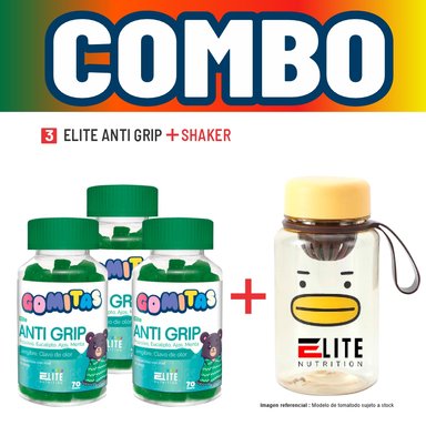 COMBO GOMITAS NIÑOS KIDS 3 ELITE ANTI GRIP + SHAKER ELITE NUTRITION