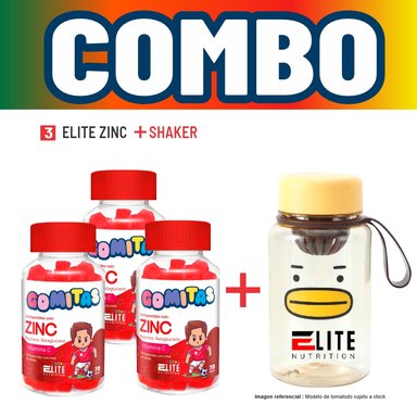COMBO GOMITAS NIÑOS KIDS 3 ELITE ZINC + SHAKER ELITE NUTRITION