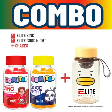 COMBO GOMITAS NIÑOS KIDS ELITE ZINC + ELITE GOOD NIGHT + SHAKER ELITE NUTRITION