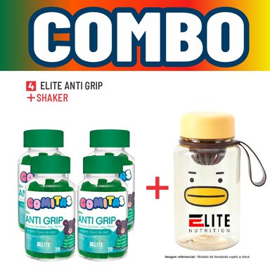 COMBO GOMITAS NIÑOS KIDS 4 ELITE ANTI GRIP + SHAKER ELITE NUTRITION