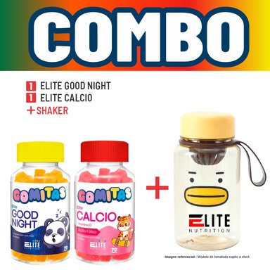 COMBO GOMITAS NIÑOS KIDS ELITE GOOD NIGHT + ELITE CALCIO + SHAKER ELITE NUTRITION