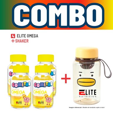 COMBO GOMITAS NIÑOS KIDS 4 ELITE OMEGA + SHAKER ELITE NUTRITION