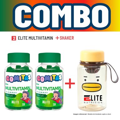 COMBO GOMITAS NIÑOS KIDS 2 ELITE MULTIVITAMIN + SHAKER ELITE NUTRITION