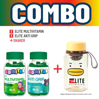 COMBO GOMITAS NIÑOS KIDS ELITE MULTIVITAMIN + ELITE ANTI GRIP + SHAKER ELITE NUTRITION
