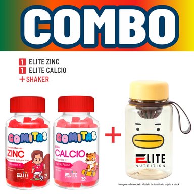 COMBO GOMITAS NIÑOS KIDS ELITE ZINC + ELITE CALCIO + SHAKER ELITE NUTRITION