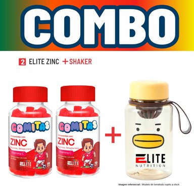 COMBO GOMITAS NIÑOS KIDS 2 ELITE ZINC + SHAKER ELITE NUTRITION