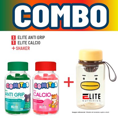 COMBO GOMITAS NIÑOS KIDS ELITE ANTI GRIP + ELITE CALCIO + SHAKER ELITE NUTRITION