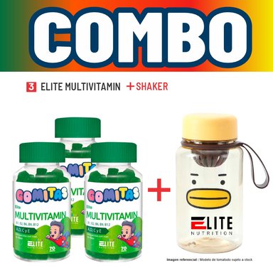 COMBO GOMITAS NIÑOS KIDS 3 ELITE MULTIVITAMIN + SHAKER ELITE NUTRITION