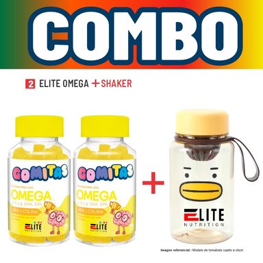 COMBO GOMITAS NIÑOS KIDS 2 ELITE OMEGA + SHAKER ELITE NUTRITION
