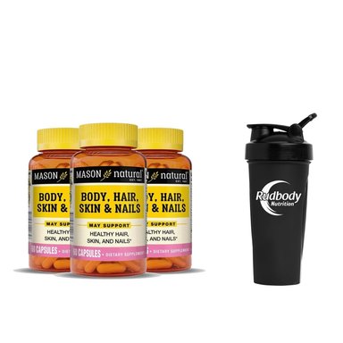 PACK MASON NATURAL COMPRIMIDOS VITAMINAS 3 BODY HAIR SKIN Y NAILS (MULTIVITAMÍNICO PARA CABELLO PIEL Y UÑAS) + SHAKER