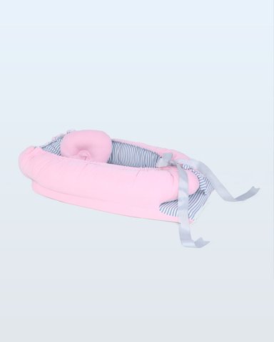 NIDO COLECHO ACOLCHONADITOS REVERSIBLE ROSADO RAYAS