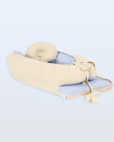 NIDO COLECHO ACOLCHONADITOS REVERSIBLE BEIGE RAYAS