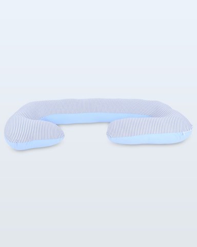 COJÍN MULTIFUNCIONAL ACOLCHONADITOS ALMOHADA DE EMBARAZO RAYAS CELESTE