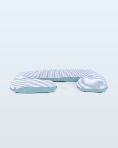 COJÍN MULTIFUNCIONAL ACOLCHONADITOS ALMOHADA DE EMBARAZO RAYAS VERDE CEMENTO