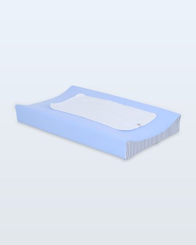 SET ACOLCHONADITOS COLCHON CAMBIADOR RAYAS CELESTE