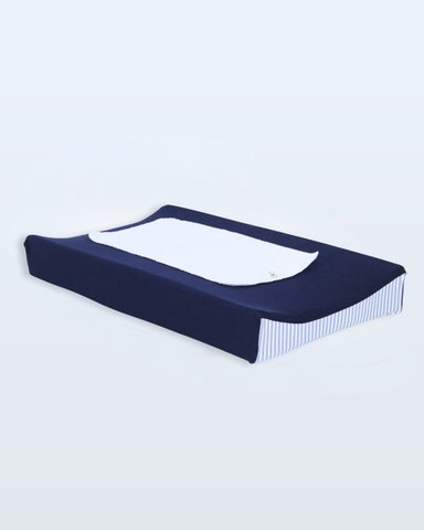 SET ACOLCHONADITOS COLCHON CAMBIADOR RAYAS AZUL MARINO