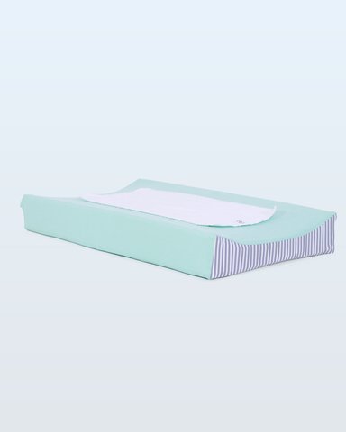 SET ACOLCHONADITOS COLCHON CAMBIADOR RAYAS VERDE AGUA