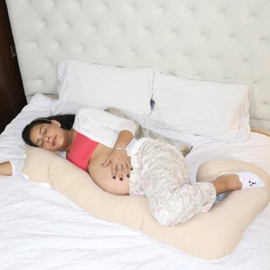 COJÍN MULTIFUNCIONAL ACOLCHONADITOS ALMOHADA DE EMBARAZO BEIGE BLANCO