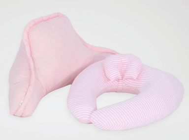 PACK DE LACTANCIA - COJÍN DE LACTANCIA + RESPALDAR ROSADO ACOLCHONADITOS