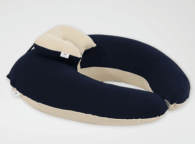 COJÍN LACTANCIA ACOLCHONADITOS ALGODÓN AZUL CON BEIGE