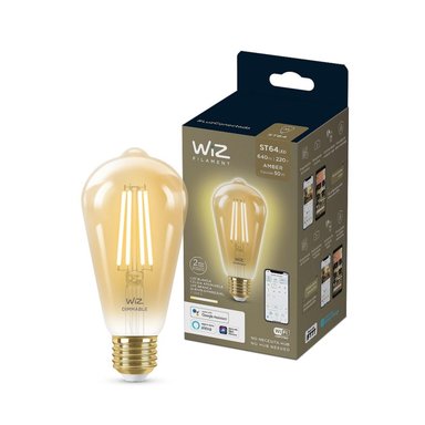 LAMPARA WIZ AMARILLO FOCO LED INTELIGENTE FILAMENTO PERA VINTAGE ST64 6.9W