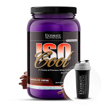 PROTEÍNA AISLADA ULTIMATE NUTRITION ISO COOL 2LB CHOCOLATE + SHAKER GRATIS
