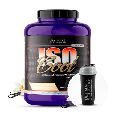 PROTEÍNA AISLADA ULTIMATE NUTRITION ISO COOL 5LB VAINILLA + SHAKER GRATIS