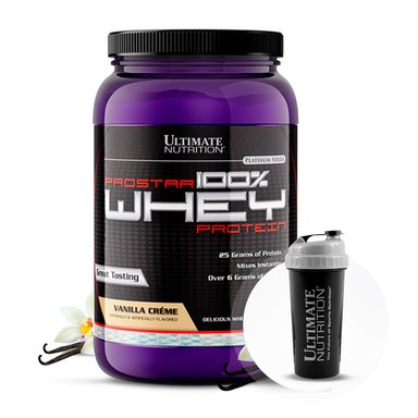 PROTEÍNA ULTIMATE NUTRITION PROSTAR WHEY 2LB VAINILLA + SHAKER GRATIS