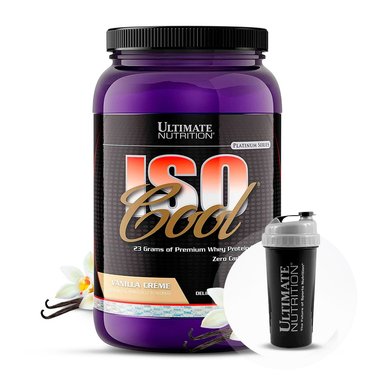 PROTEÍNA AISLADA ULTIMATE NUTRITION ISO COOL 2LB VAINILLA + SHAKER GRATIS