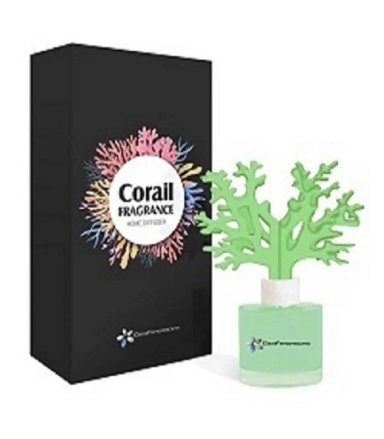 AMBIENTADOR CIEN FRAGANCIAS MIKADO CORAL CELULOSA VIDRIO VERDE OSCURO HOGAR BOUTIQUE