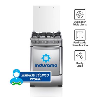 COCINA A GAS GLP INDURAMA 4 HORNILLAS GRANADA ZAFIRO - ACERO INOX