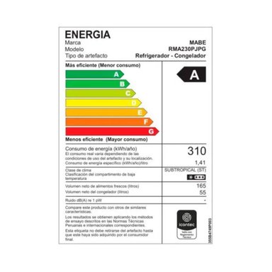 REFRIGERADORA MABE 220 LT. RMA230PJPG NO FROST CON DISPENSADOR DE AGUA - 5