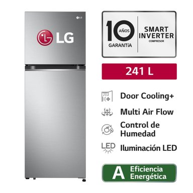 REFRIGERADORA LG DOOR COOLING NO FROST 241 LT. GT24BPP - PLATEADO