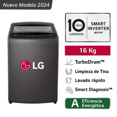 LAVADORA AUTOMÁTICA LG SMART INVERTER WT16BVTB 16 KG TURBODRUM NUEVO MODELO